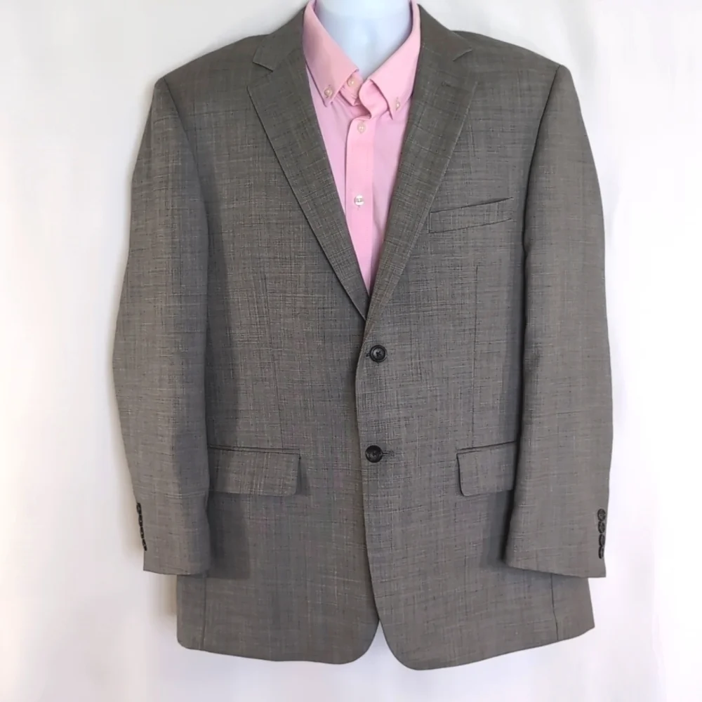 Pronto Uomo Men's Light Gray 100% Wool Sport Coat Blazer Suit Jacket Size 44R